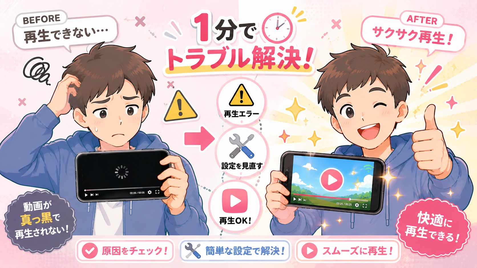 スマホでDUGAのサンプル動画が再生できない！原因と対処法【1分で解決】
