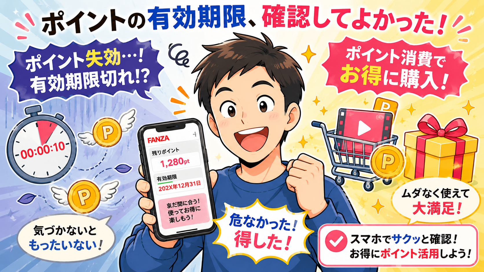 【スマホで1分】FANZAポイントの有効期限の確認方法！失効を防ぐ使い切り術
